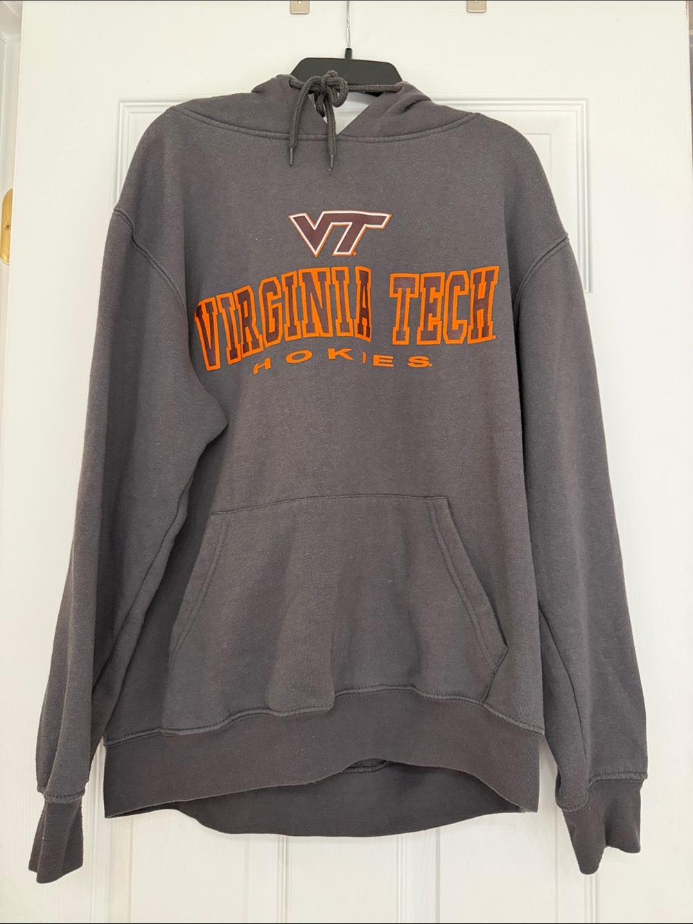 Colosseum Virginia Tech Gray Crewneck Hoodie with Orange Logo